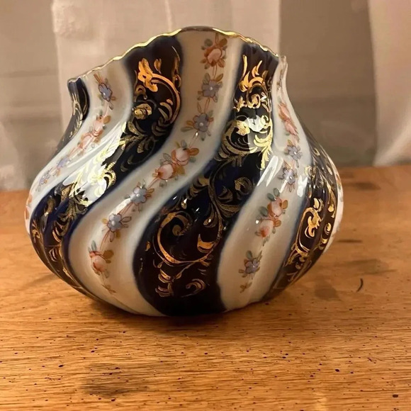 Cobalt Pitcher Orange & Light Blue Swirl Vertcle Stripe George Jones Likeness - Picture 2 of 8